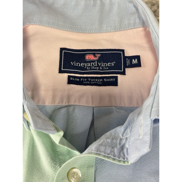 Vineyard Vines Button-Down Shirt Mens Medium Multi Colorblock Oxford Patchwork - Picture 4 of 12